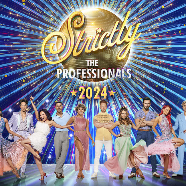 Strictly The Professionals 2024 logo and dancers standing in a row